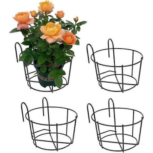 Supporto per vasi da esterno sospeso, nero, 25 cm, 4 pezzi