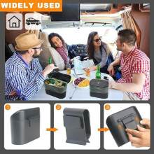 (Negro) Cubo de basura pequeño para coche, cubo de basura para coche con tapa
