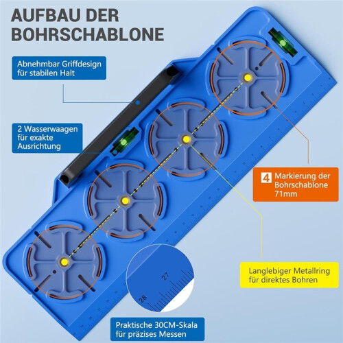 Drilling Template with Level and Ruler: Wall Drilling Positioning Plate,Adjustable Mounting Outlet Drilling Template 1