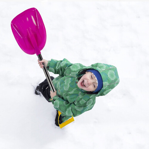 Pá de neve infantil com cabo de aço inoxidável de 58 cm (23 polegadas) 1