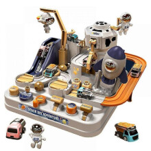 Introducing Our Puzzle Space Adventure Race Track Playset - Kids Inertia Car Toy with Sliding Tracks and Parking Lot - Perfect