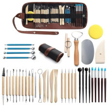 Kit de 40 Piezas de Herramientas para Esculpir Arcilla, Herramientas de Cerámica para Punteado, Tallado, Moldeado y Modelado de Arcilla de Secado Al