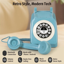 Teléfono Fijo Retro con Auricular y Altavoz - Teléfono Inalámbrico Clásico para Escritorio/Hogar, Recargable por USB