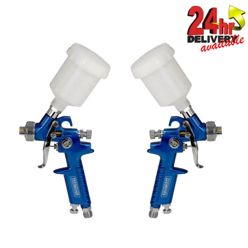 Fast Mover Mini 0.88mm + 1.0mm Tip Jet HVLP Gravity Paint Spray Guns Water Based