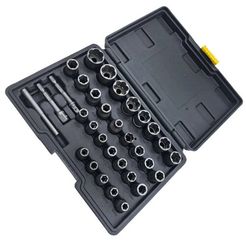 32pcs Bolt Extractor Socket Nut Set Kit for Removing Damaged Rusted Bolts and Nuts Multi-Purpose Disassembly Tool