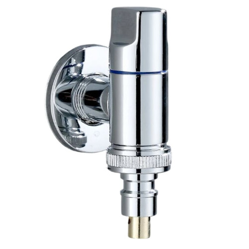 Automatic Water Stop Valve All-Copper Washing Machine Faucet Universal 4/6 Points Silver