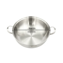 304 Stainless Steel Wok 30cm Stir-Frying Pan with Lid