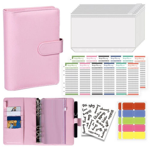 A6 Binder Refillable Planner Notebook PU Leather Binder Journal with Pockets, Dividers, Refill Paper