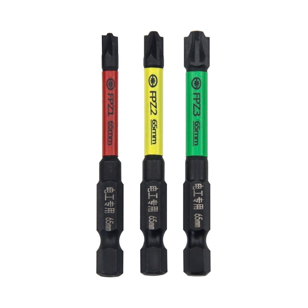 3Pc 65Mm Screwdriver Bit Set With Magnetic Special Screwdriver Bit For Electrician Fpz1-3 Alloy Steel Screw Driver 4711166863151