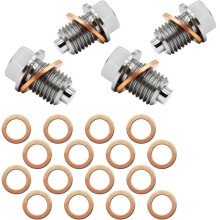 4 Sets M14x1.5 Magnetische Roestvrijstalen Oliecarter Aftapmoeren en -Bouten met Compressieringen, voor Het Voorkomen van Lekkage in de Auto