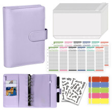 Agenda/Quaderno A6 Ricaricabile In Similpelle con Tasche, Divisori e Carta di Ricambio, Colore Viola