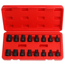 3/8 Inch Drive Low Profile Impact Hex Driver Set SAE/Metric, Steel Integrated Construction Hand Tool