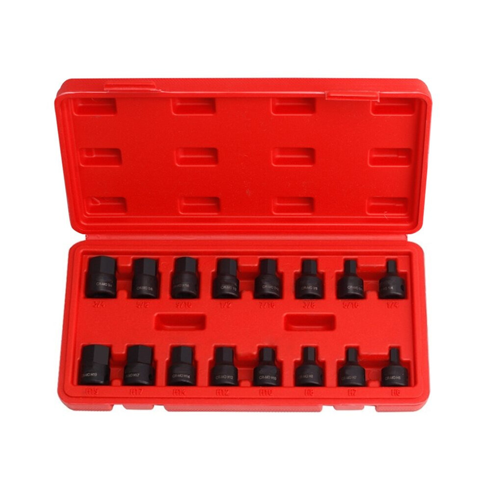 3/8 Inch Drive Low Profile Impact Hex Driver Set Sae/Metric, Steel Integrated Construction Hand Tool 4713568441180