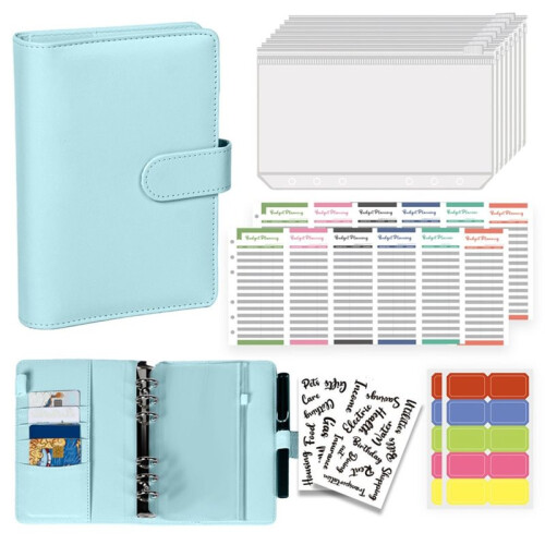 A6 Binder Refillable Planner Notebook PU Leather Binder Journal with Pockets, Dividers, Refill Paper