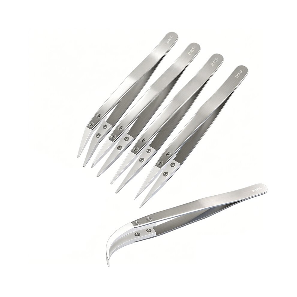 Stainless Steel Ceramic Tweezers -Ceramic-Tipped Tweezers With Replaceable Heads Anti-Static, Heat & Acid Proof 4711820418826