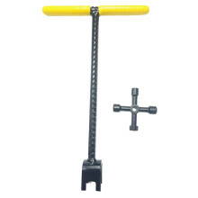 12 Inches Water Meter Wrench with 4-Way Utility Key - Reinforced Rebar Steel T-Handle & U- Water Meter Shut Off Tool