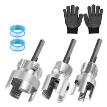 3PCS Pipe Tapping Threading Tool,Internal & External Pipe Threader for 1/2", 3/4", 1" PVC Pipes with Sealing Tape&Glove
