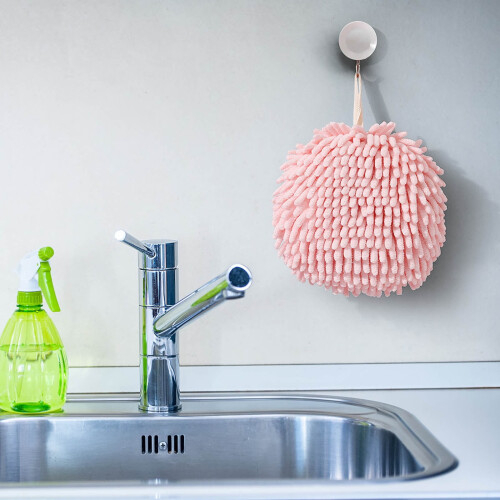 Fuzzy Ball Hand Towel with Hanging Loop, Soft Absorbent 2