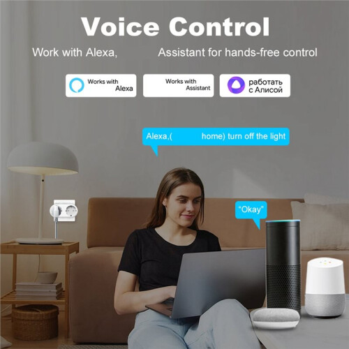 WiFi  Socket Dual Outlet 16A EU 2-in-1 Timing Socket Tuya  Life Remote APP Voice Control 2