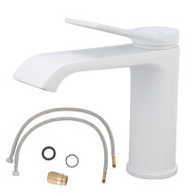 Mitigeur de lavabo de salle de bain, blanc, court