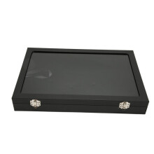 Aufbewahrungsbox für Anstecknadeln, transparent, staubdicht, groß, aus PU-Leder