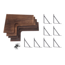 Prateleiras de parede em pinho em formato de L, conjunto para armazenamento de livros, 4 peças.