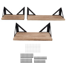 Houten zwevende planken, wandmontage, set van 3
