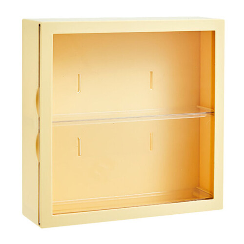 Wall-mounted storage box with sliding doors, cream gel