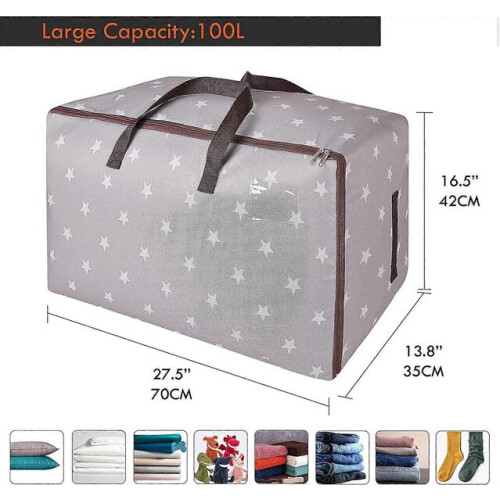100L Underbed Wardrobe Foldable Organization Bag Coordinated with Gre