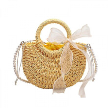 Handgefertigte Boho-Strandtasche aus Schilf für Damen