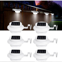 6 Stück Solar-Zaunleuchten, 3 weiße LEDs