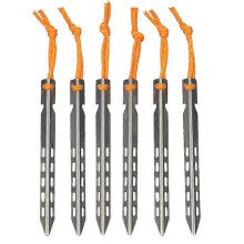Estacas de metal prateadas para barraca, conjunto de 6 peças, para escalada.