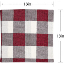 4 stuks geruite linnen kussenslopen van 45 cm (18 inch) in rood en wit.