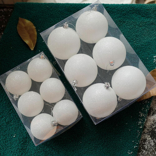 Witte kerstboomversieringen (ballen) onbreekbaar (6 stuks) 2