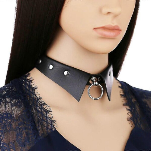 Dames leren halsband van zinklegering PHRL29770 2