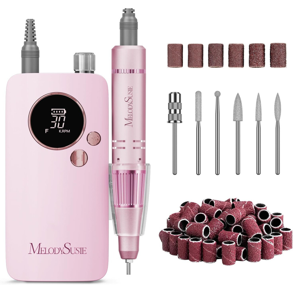 Pink (Pink) Melodysusie Electric Nail File 30000 Rpm,Sc320f Professional Rechargeable Nail Drill, Cordless E File Portable Efile For Acrylic