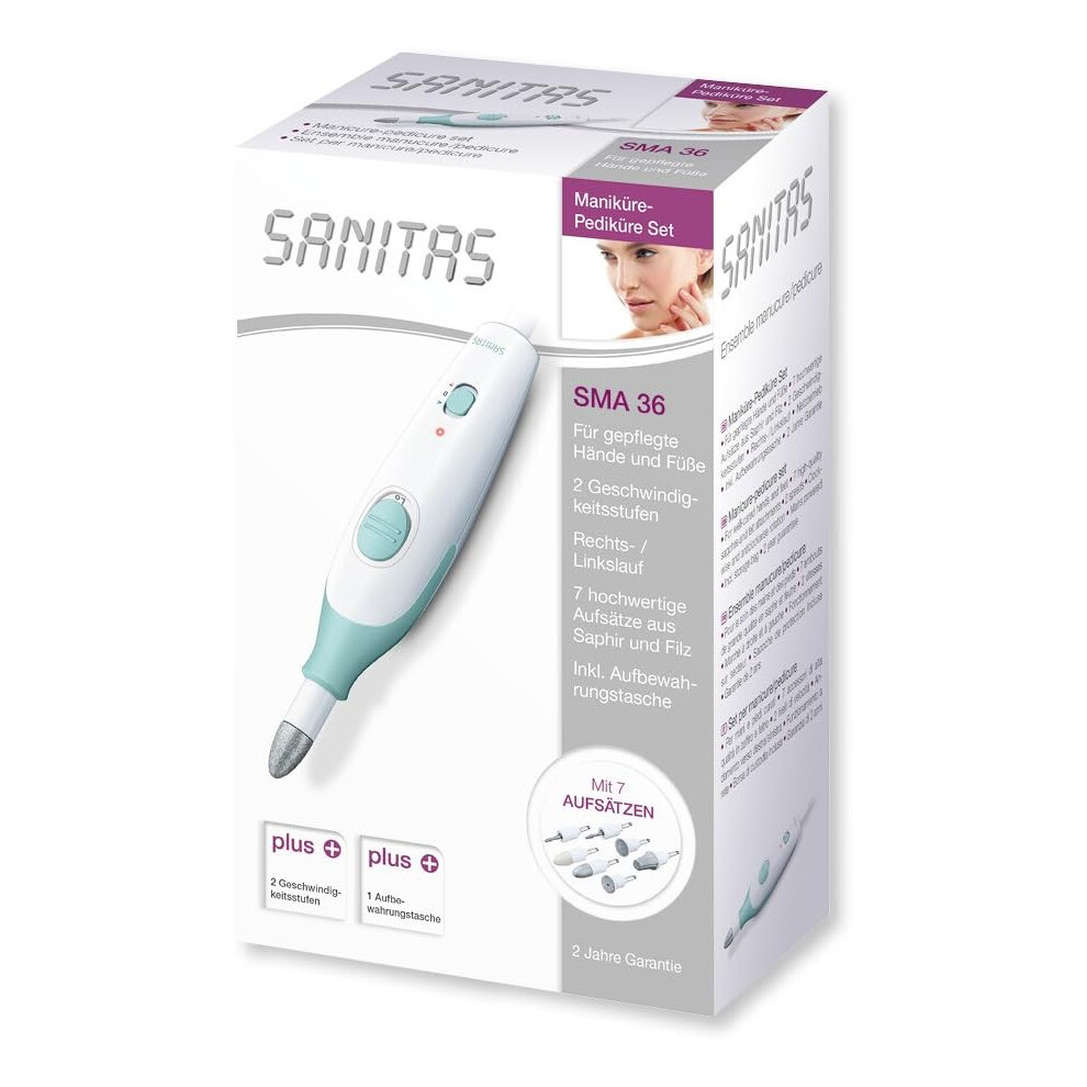 Sanitas SMA 36 Manicure & Pedicure Set for Moisturised Hands & Feet, 7 Attachments