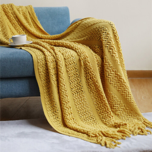 Fnyoxu knitted sofa blanket solid color 120x150cm 2