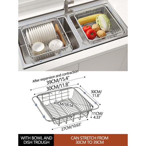 Stainless Steel Adjustable Dish Drying Rack for Sink or 2