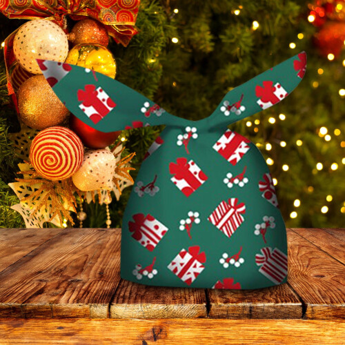 Weihnachtsgeschenkpapier, Schneeflocken, Hasenohren, Süßigkeitentüte 1