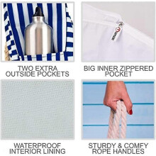 Strand- und Pooltasche, 100 % wasserdicht, schwarz-weiß