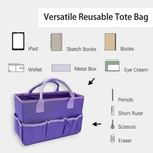 Bolsa preta com bolsos vermelhos