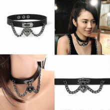 Hartvormige hanger leren halsband met gesp PHRL39153