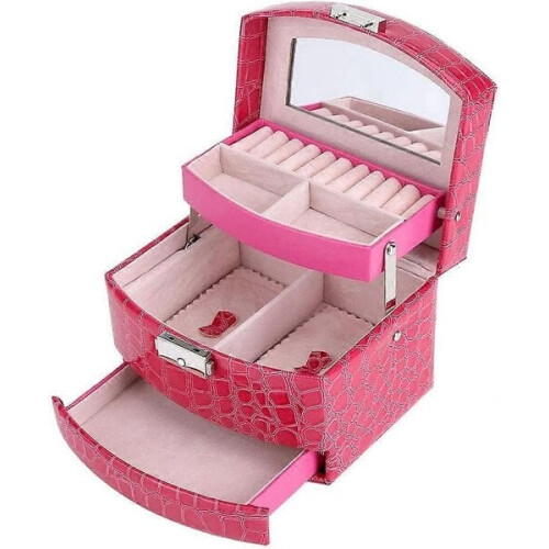 3-laags sieradendoos met sluiting roze PHRL38301
