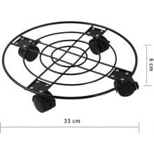 Chariot à plantes rond en métal de 33 cm avec frein