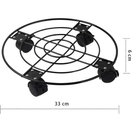Στρογγυλό μεταλλικό καρότσι φυτών 33 cm με φρένο
