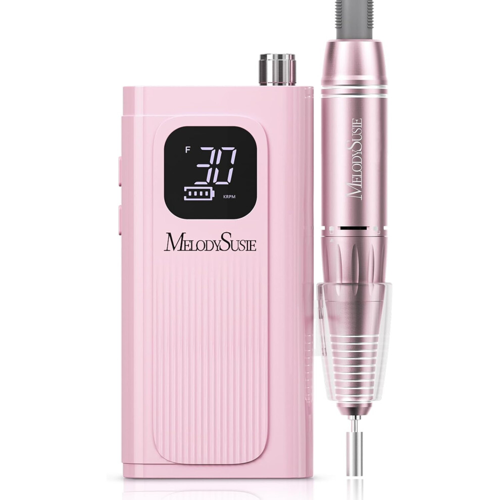 Pink (Pink) Melodysusie Entry-Level Clip-On Cordless Nail Drill, Sc300f 30000Rpm Nail E-File With Lcd Display For All Manicure Shaping & Gel