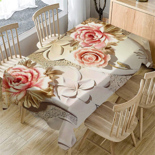 Mantel rectangular Primeval3D con estampado floral (1 pieza) 1