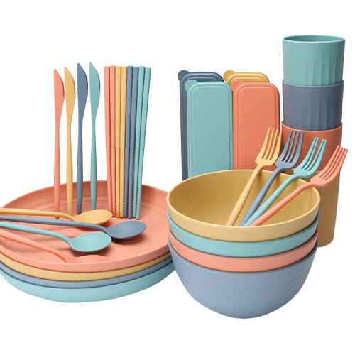 Service de table en paille de blé 4 pièces (32 pièces) 1