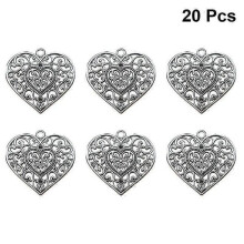 10 stuks legering hartvormige hangers antiek zilver voor sieraden PHRL435